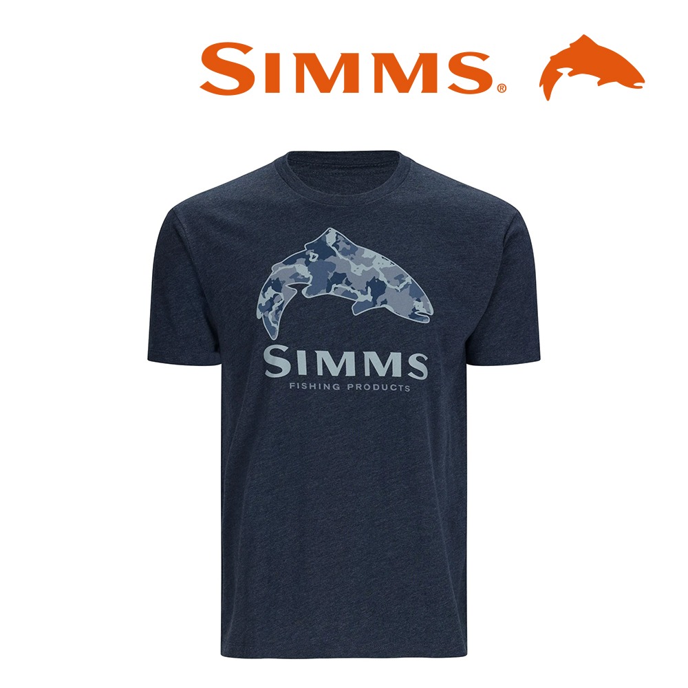 simms 심스 트라우트 레지먼트 카모 필 티셔츠 - 네이비 헤더 (오리진루어 정식수입제품)